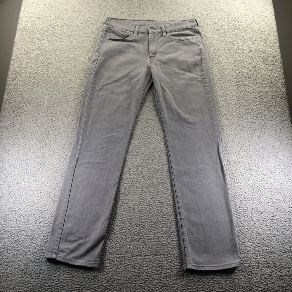 Levis Jeans Ment 33x34 Gray 514 Straight Fit Stretch Denim Light Wash Regular Fi